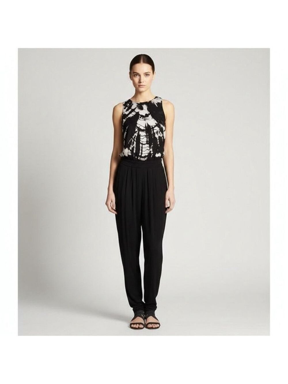 Gypsy 05 Black & Gray Tie Dye Split Back Jumpsuit Whimsigoth Fairy Grunge Sz S